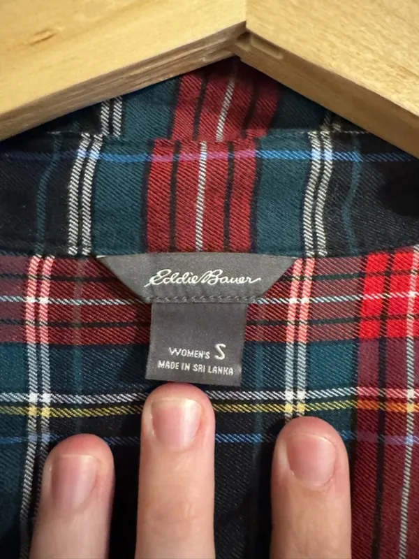 Eddie Bauer Plaid Button-Up Shirt - Red & Green - Image 2
