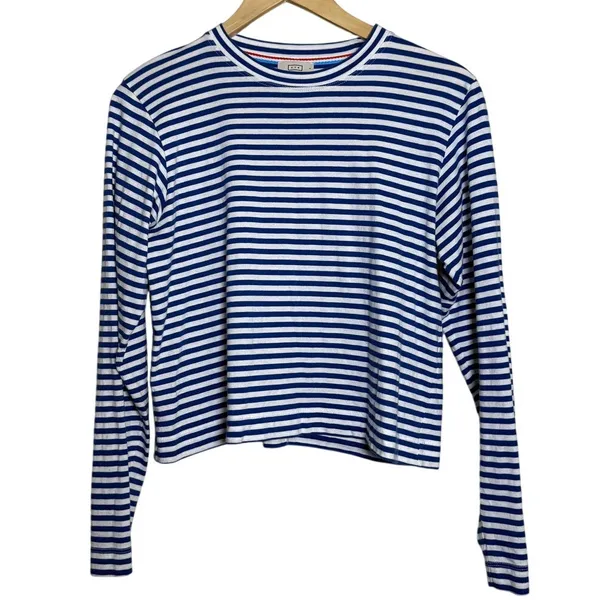 AYR Blue White Striped Long Sleeve French Fry Tee Top Women’s Sz. S - Image 2