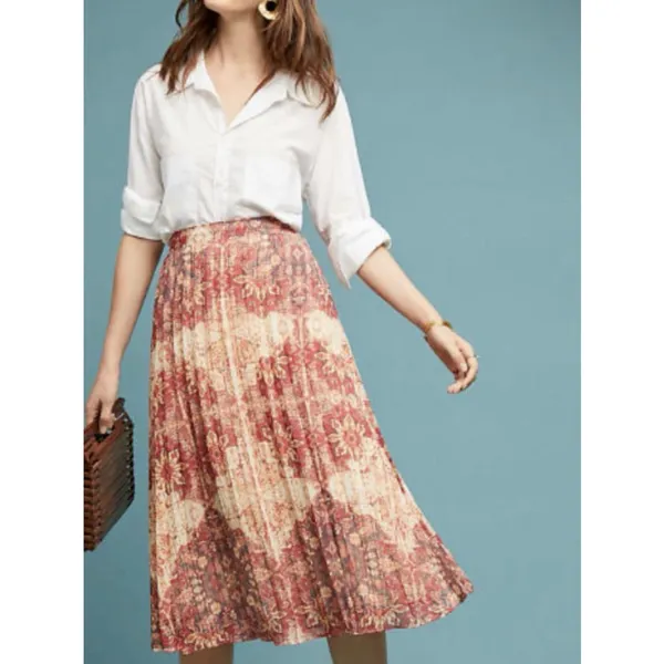 Akemi + Kin Anthropologie Laurel Canyon Pleated Midi Boho Skirt Size XS - Image 2