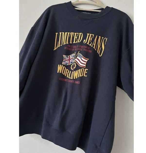 Vintage 90s Limited Jeans Worldwide Crewneck Sweatshirt Size Small - Image 3