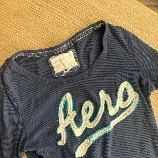 Y2K Aeropostale Blue Long Sleeve Medium - Image 3