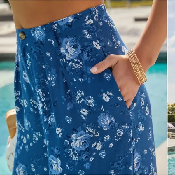 VICI Wide Leg Floral Pants Size M High Rise Pleat Front Hippie Boho Festival - Image 2