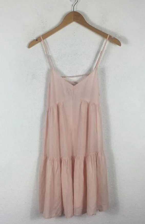 Urban Outfitters Harper Pink Tiered Lace-Up Babydoll Dress Small - Image 3