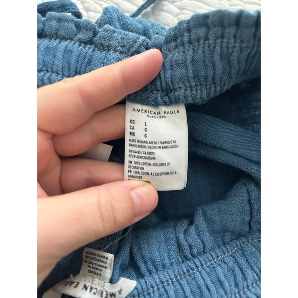 American Eagle Gauzy Pull On Pants Womens Lrg Blue Beachy Travel Resort NWT - Image 4