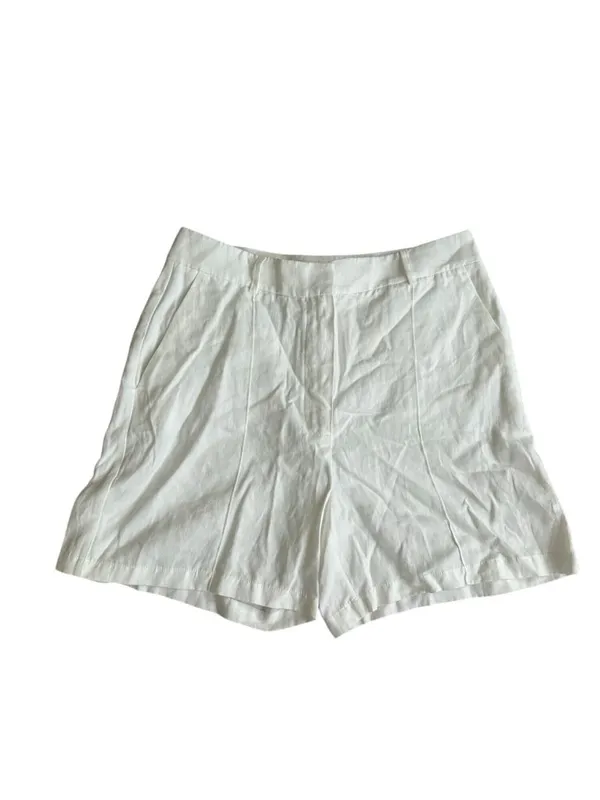 ANINE BING Candice White High Rise Linen Blend Shorts Size 40 US 10 - Image 2