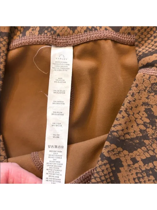 Varley Luna 25 Legging Burnt Snake Print Brown Black Large‎ EUC - Image 7