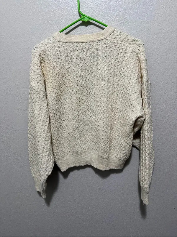 Auld School Trading Company Softspun Cotton Cardigan Cream Medium - Image 2
