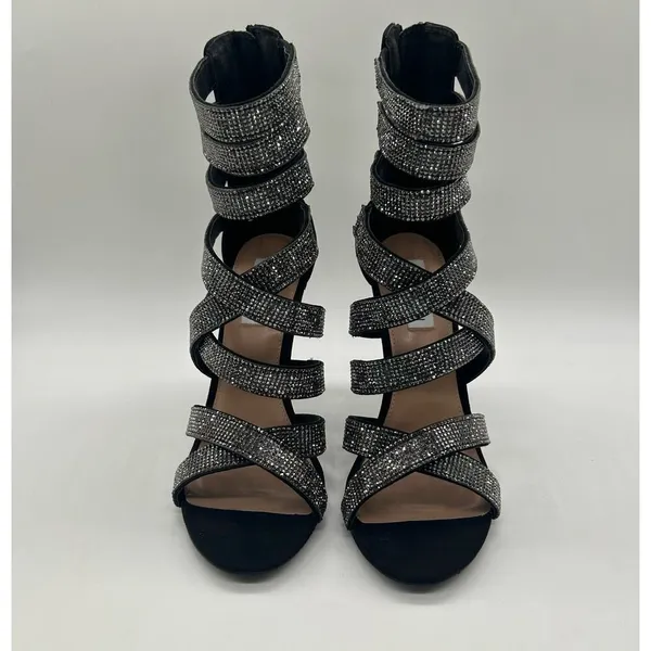 Steve Madden Heels Women 9 Black Malika Open Toe Strap Sandals Wedding Party NEW - Image 4