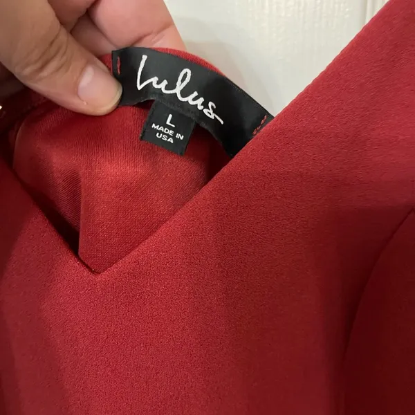 Lulu's forever your girl‎ rust red mini drape faux wrap dress large - Image 5