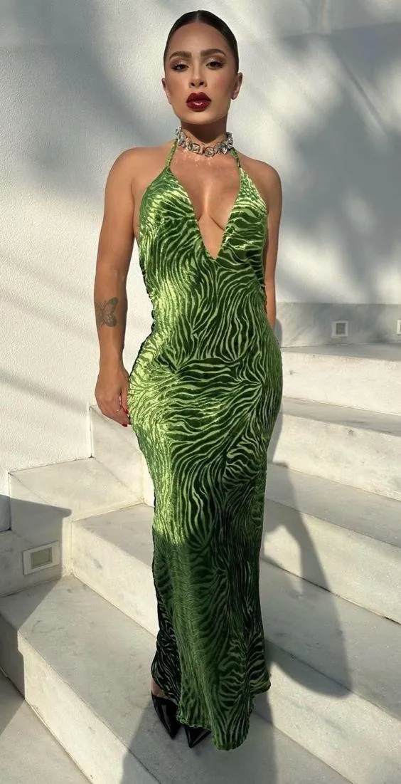 Zara dress gown maxi open back bodycon halter wedding party cocktail - Image 9