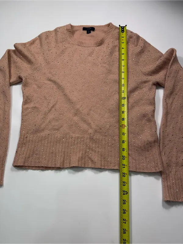 J. Crew Merino Wool Blend Peach Scoop-Neck Sweater with Subtle Sparkle - Image 3