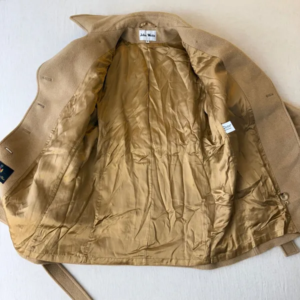 Vintage John Weitz Pure Camel Hair Double Breasted Pea Coat Women Size 8 Tan - Image 10