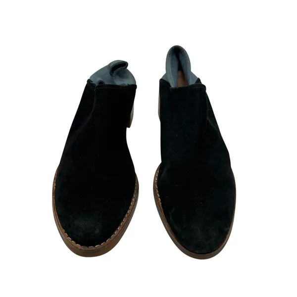 All Black Mules Heel Collapsible Back Slip On Suede Leather Black‎ Blue Sample - Image 4