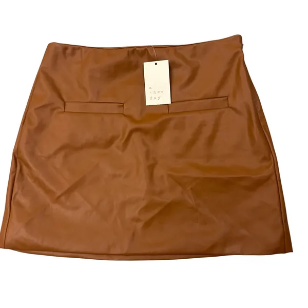 New‎ A New Day Faux Leather Mini Skirt Womens 6 Brown High Waist Casual Party - Image 6