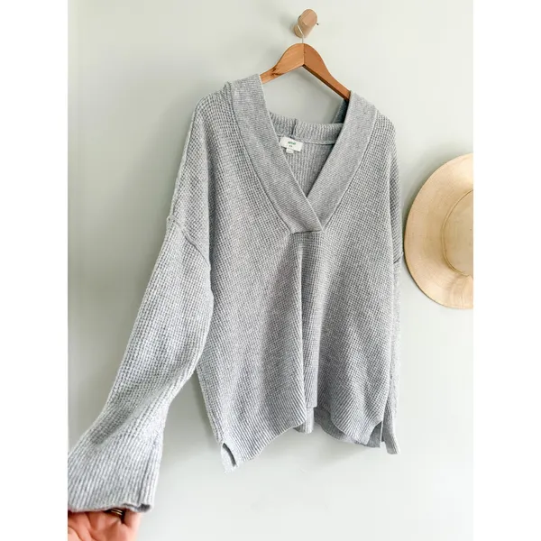 Aerie | EUC CozyUp Waffle Sweater Hoodie in Gray Oversized | Sz M - Image 4