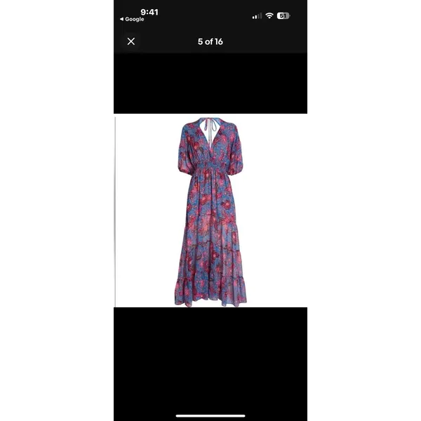 MISA Los Angeles Pippa Floral Tiered Maxi Dress Open Back Night Blooms M‎ $375 - Image 3