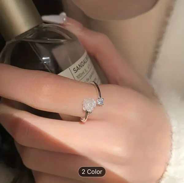 Cute Camellia Flower Open Ring Cute Adjustable Finger Jewelry Accessories Women - Image 7