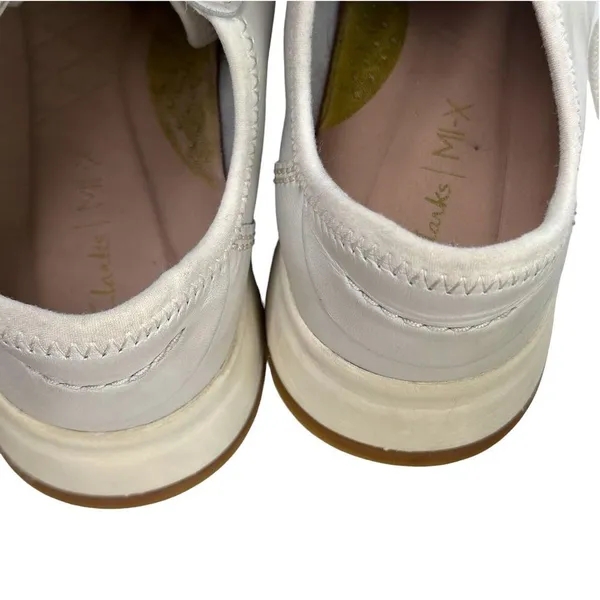 Clarks Women's Size 7 1/2 M DashLite Lo Leather Trainers‎ Sneakers Shoes Ivory - Image 6