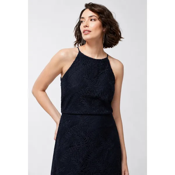 Chico's‎ Navy Blue Palm Leaf Lace Halter Midi Dress NWT Size 0.5 US 6 - Image 3