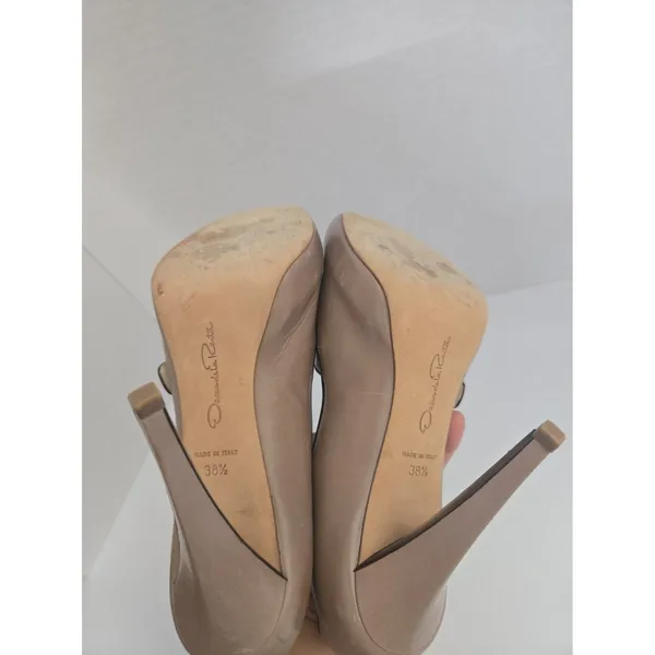 Oscar de la Renta Tan Peep-Toe Heels size 38.5 EUR / 8 US - Image 10