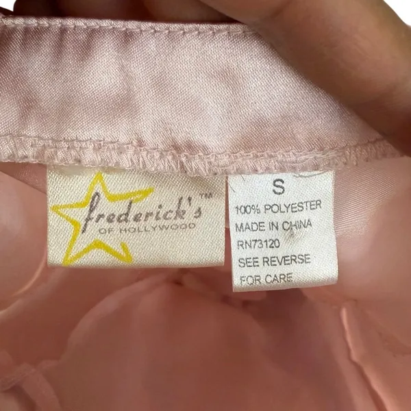 Frederick’s of‎ Hollywood Mini Satin Dress Baby Pink Hearts Print Vintage Small - Image 3