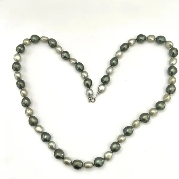 Trifari vintage grey faux pearl long necklace - Image 2