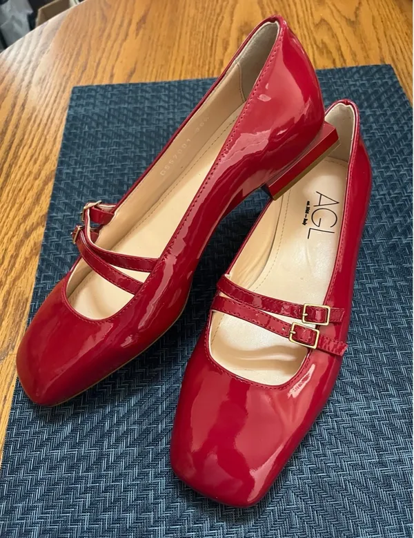 AGL Women's Red Patent Leather Mary Jane Shoes - Image 4