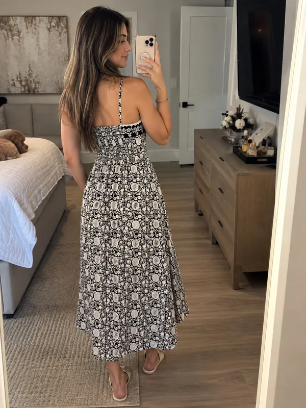 Universal Thread Women’s Asymmetrical Midi Sundress – Black Floral - Image 2