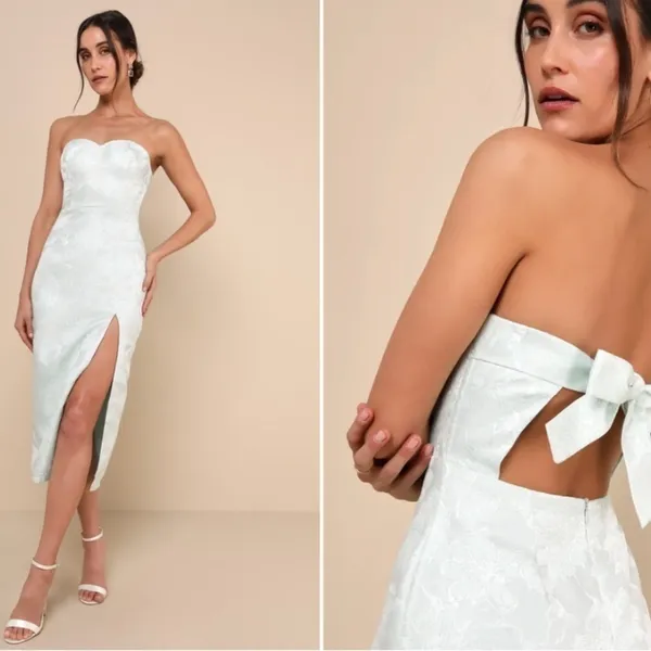 LULU's Prom Wedding Cocktail Sexy Classy Chic Floral Midi Dress NWOT - Image 2