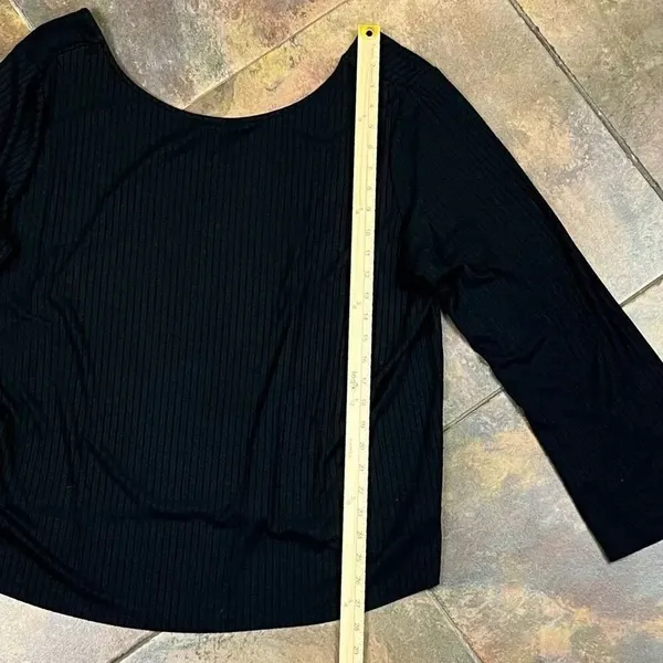 Who What Wear Black Ribbed Blouse Bell Sleeves 2X - Image 8