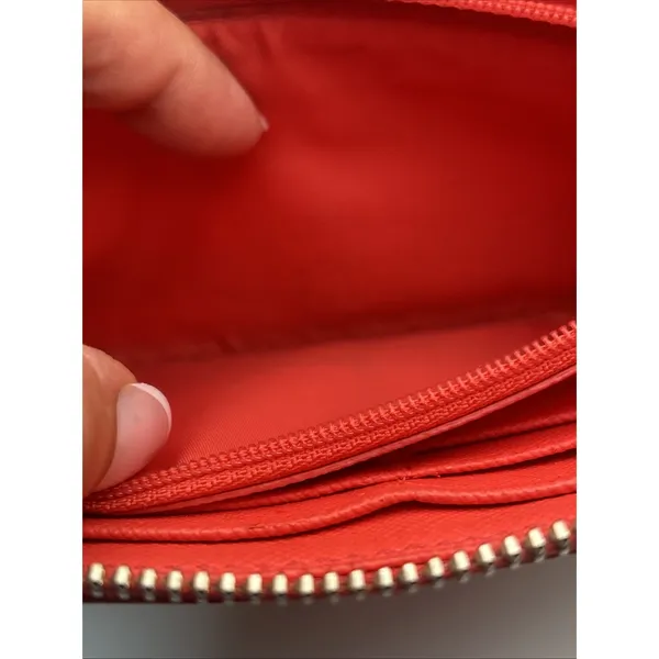 Coach Women's Beige/Orange Logo Zip-Around Wallet w/ Credit Card Slots - Image 7