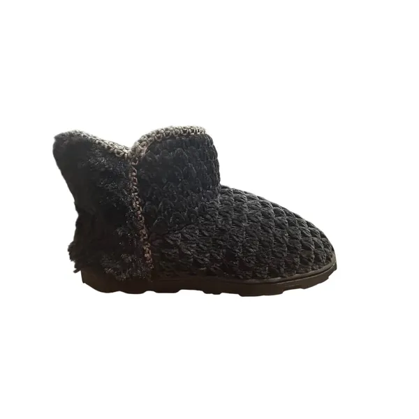 Muk Luks Cozy Black Knit Faux Fur Lined Slipper Booties Womens Size 8 - Image 5