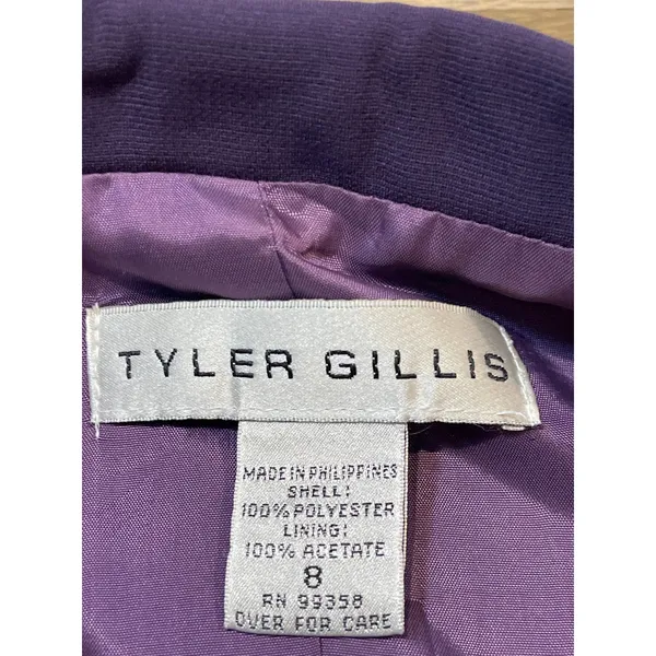 Tyler Gillis Suit Size 8 Purple Vintage 2‑Piece Sleeveless Dress and Blazer Set - Image 2