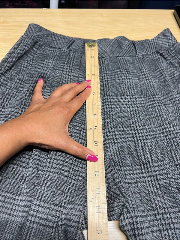 Halara High Rise Wide Leg Plaid Pants Gray Stretch Pull On Size M - Image 13