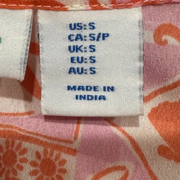 Sigrid‎ Olsen Sleepwear Pajamas Set Small Pink Orange Beach Shorts Collar Button - Image 8