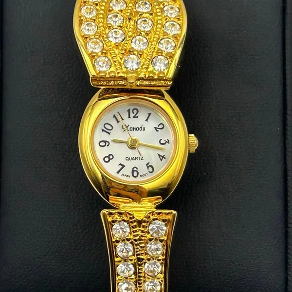 Xanadu Gold Tone Mother Pearl Rhinestones Accents Women’s Watch New Battery - Image 2