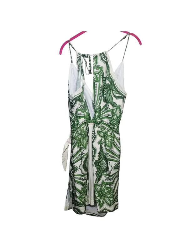 FARM Rio Green and White Floral Wrap Mini Dress - Image 12