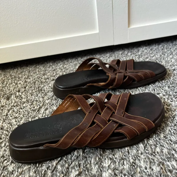 Timberland Women’s Brown Braided Leather Sandals Smart Comfort System Size 7.5‎ - Image 3