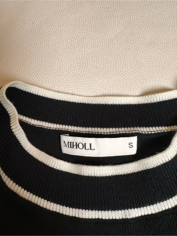 MIHOLL Black White Trim Sweater Tank Top Sleeveless Knit Size S - Image 7