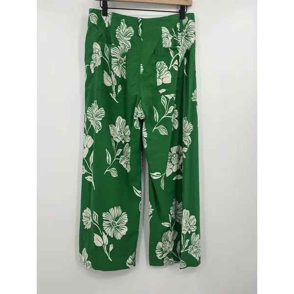 Women's Pants Marve Green Colette 30 Floral High Waist Crop Resort Kelly Bright - Image 6