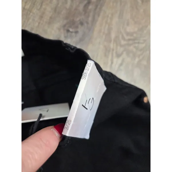 Happily Grey NWT Black Denim/Jean Mini Skirt Front Slit 3/25 - Image 2