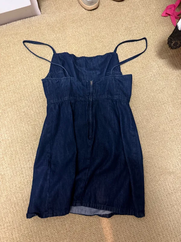 ZARA Denim Dress Mini Blue Medium - Image 2