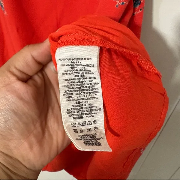 Free People Mockingbird Floral Mini Dress Coral Red Open Back Boho Size 4 - Image 6