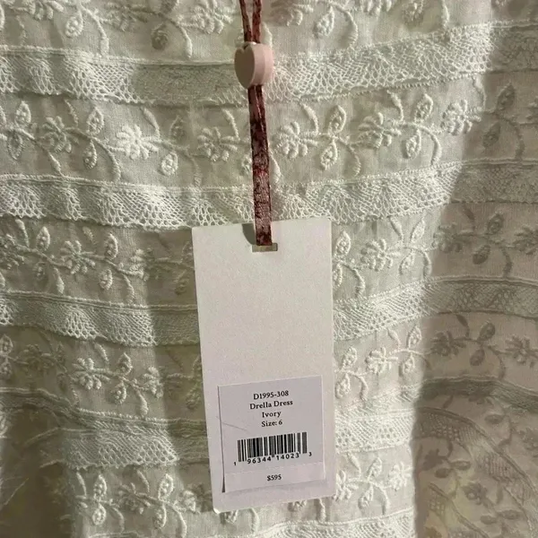 NWT LOVESHACKFANCY Drella Mini Graduation Bridal Dress Ivory 6 - Image 5