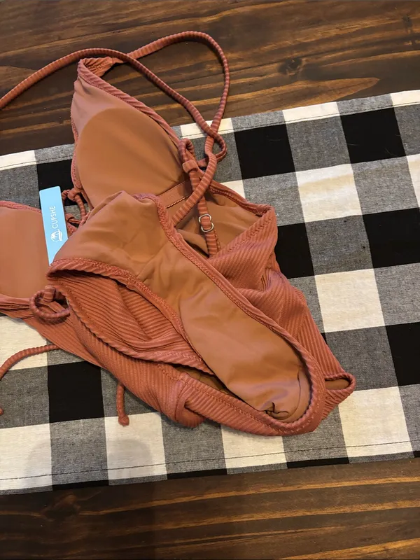 Cupshe small rose color lace up one piece swimsuit new - Image 4