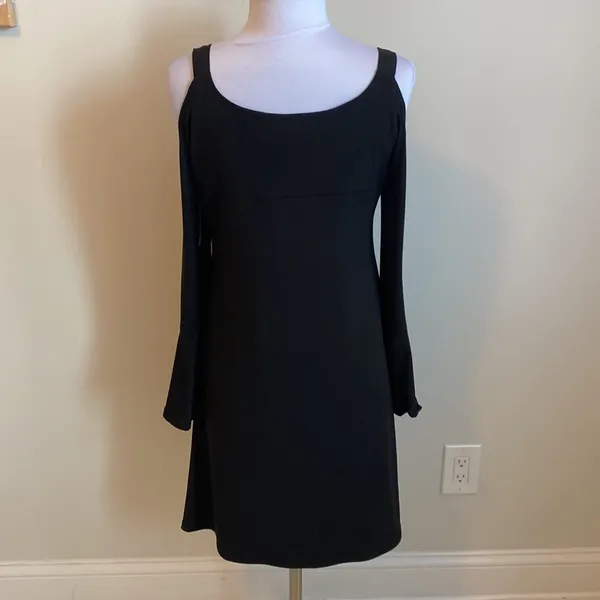 Karen Kane Black Bell Sleeve Cold Shoulder Dress - Image 3