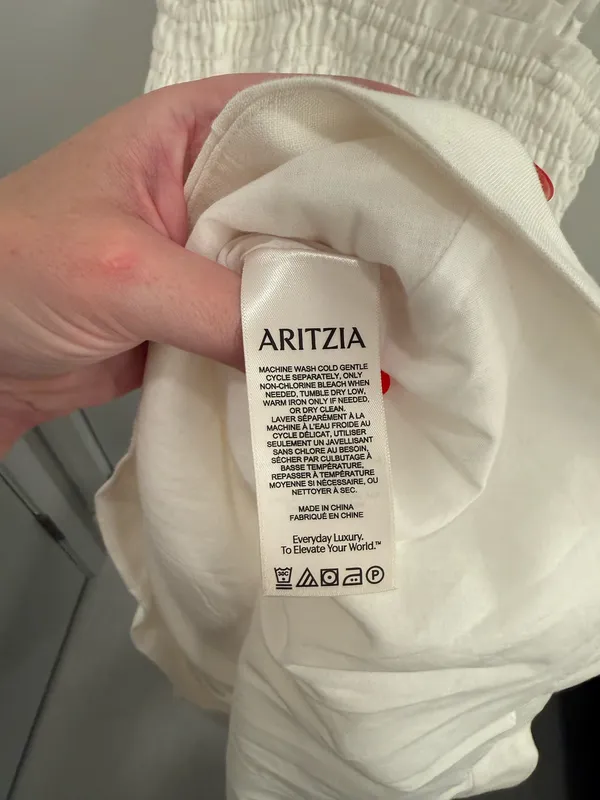 Wilfred Aritzia White Smocked Mini Dress Size XS - Image 6