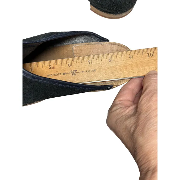 Holie Suede Wooden Clogs Black Slip On Mules Size 7 70s Boho Vintage - Image 13