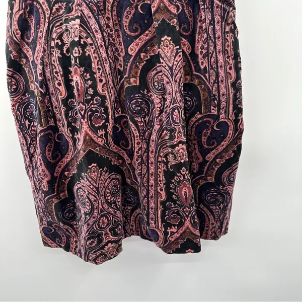 ASOS Black &‎ Pink Paisley Print Velvet Sleeveless Fit & Flare Mini Dress Sz 8 - Image 3
