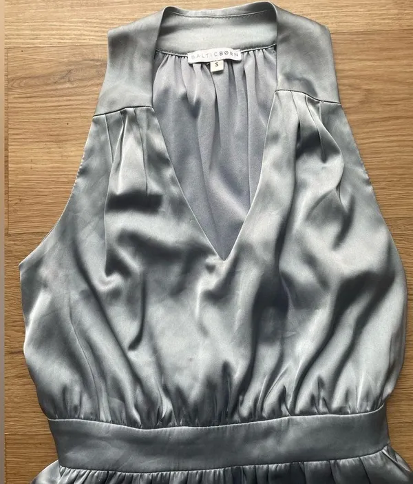 Baltic Born Silvery Blue A-Line Silky Dress - Image 4
